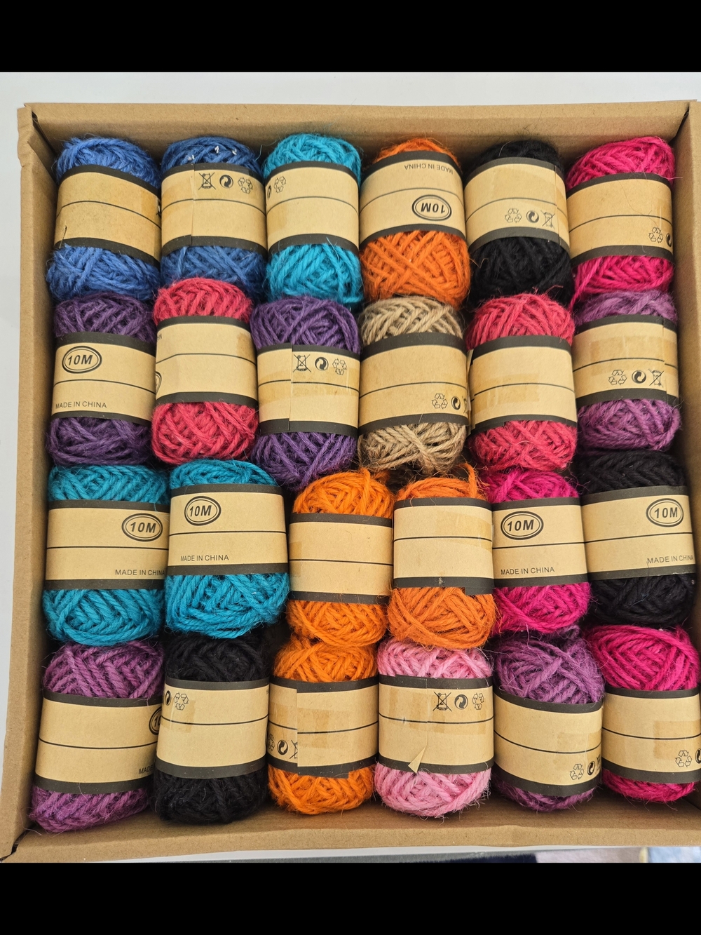 Colorful 24 Roll Pack Of Assorted Jute Twine - Assorted Bright Colors